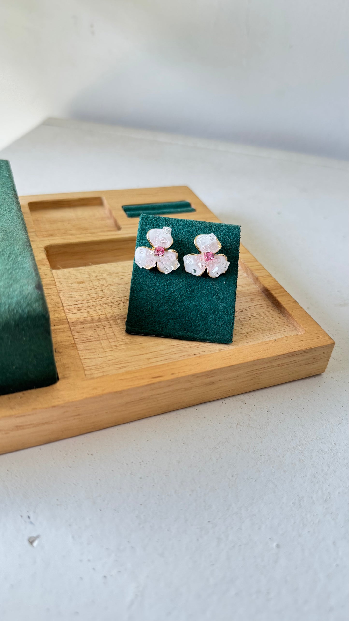 Boucles fleur rose